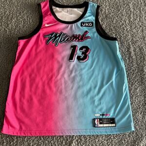 2020 Nike Miami Heat Bam Adebayo City Edition Pink Blue NBA Jersey Size 56 XXL